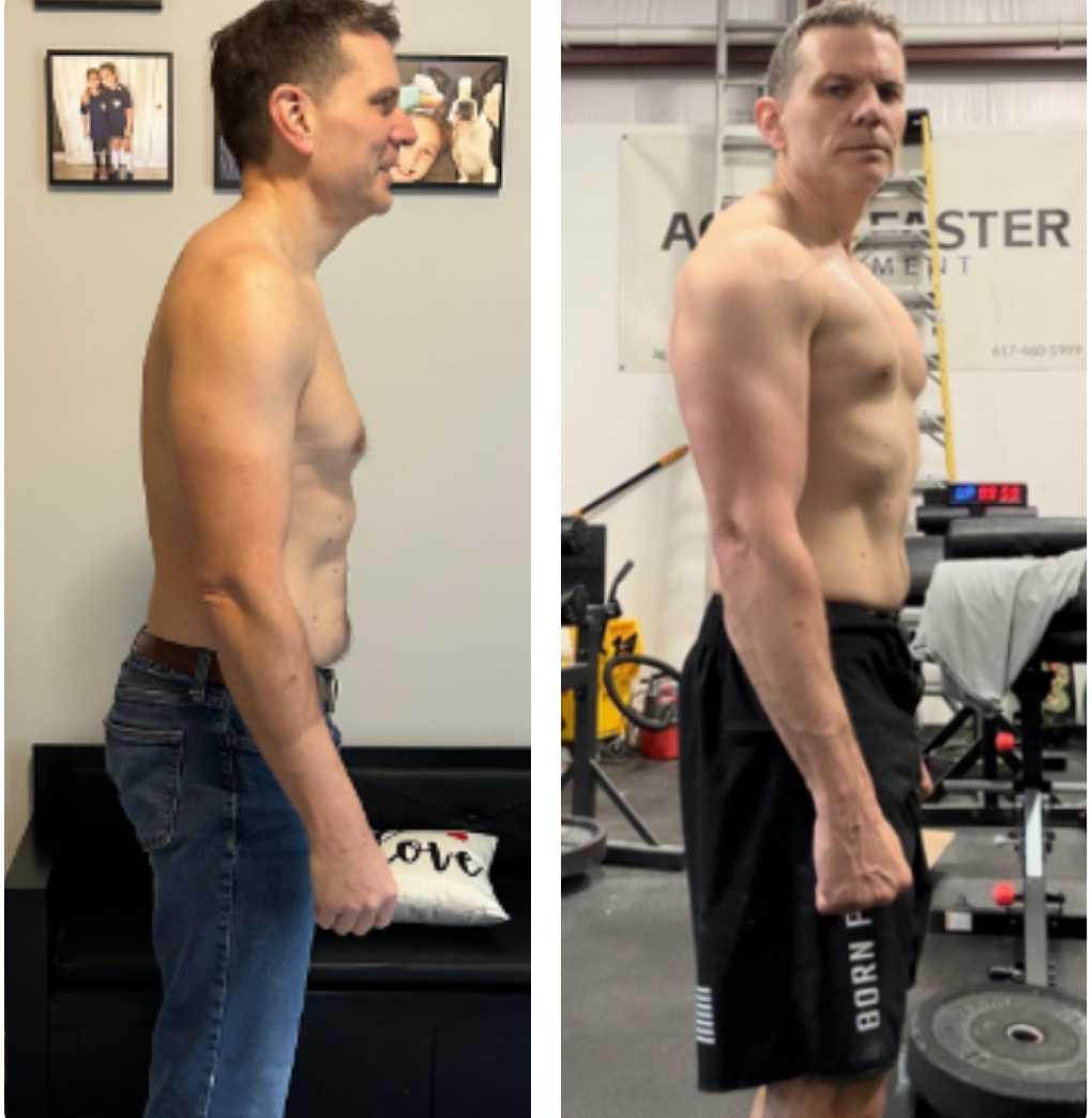 Rob English, side view, before and after the program